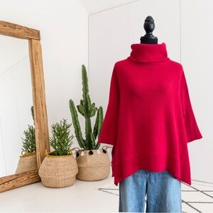 360 Cashmere Short Dolman Sleeve Cowl Turtleneck Sweater